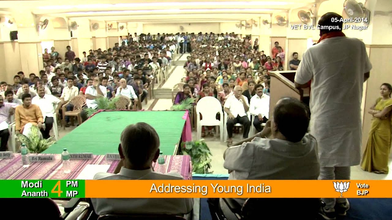 AnanthKumar addressing youngsters VET BVL Campus JP Nagar 5April