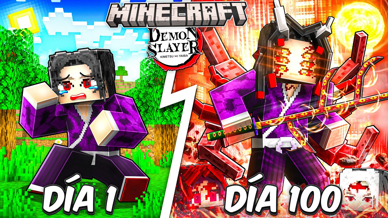 Sobreviví 100 Dias Como KOKUSHIBO En Minecraft Demon Slayer