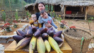 Single Girl: Harvesting Banana Flowers Go to market sell & Gardening | Everyday life with children