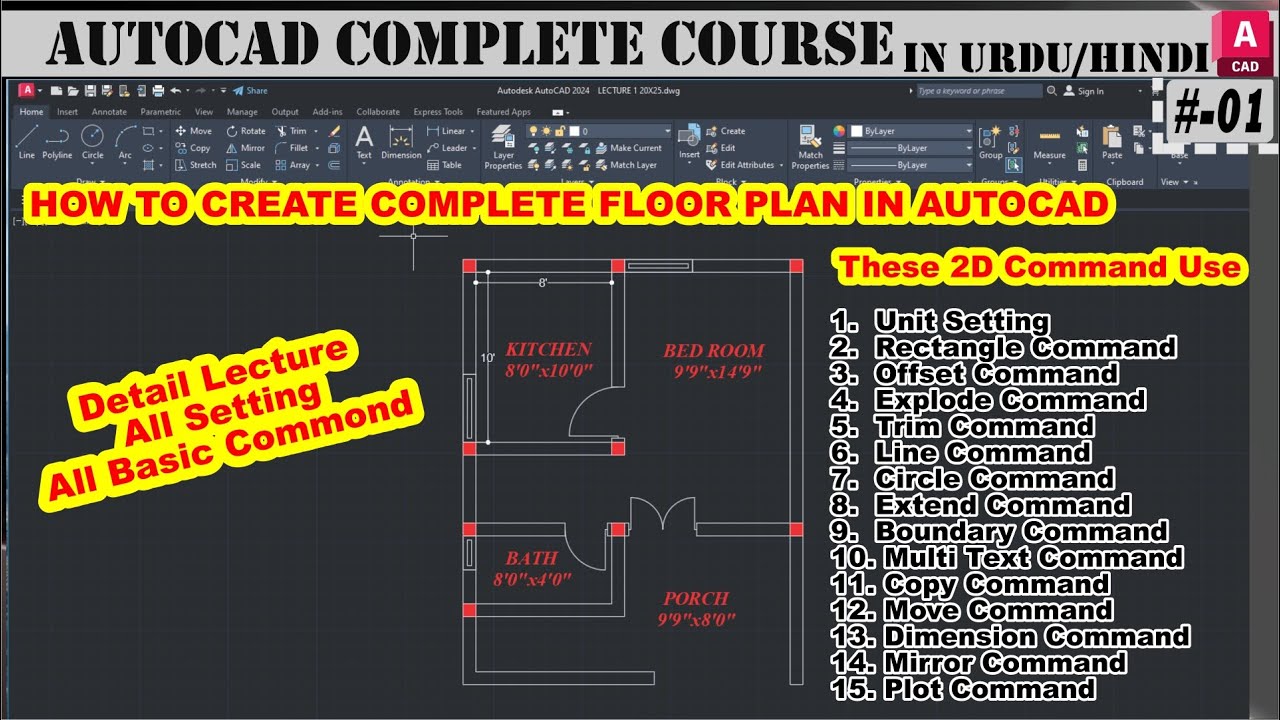AutoCAD 2024 Complete 2D Floor Plan For Beginner | All Basic Setting ...