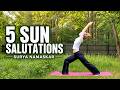 5 Sun Salutations in Nature | Surya Namaskar सूर्य नमस्कार | Peaceful Yoga Flow
