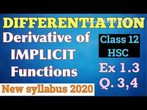 DIFFERENTIATION | DERIVATIVE OF IMPLICIT FUNCTIONS | CLASS 12 | MATHS ...