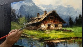 картинка: Как рисовать дома, небо, горы и деревья для начинающих пейзажистов