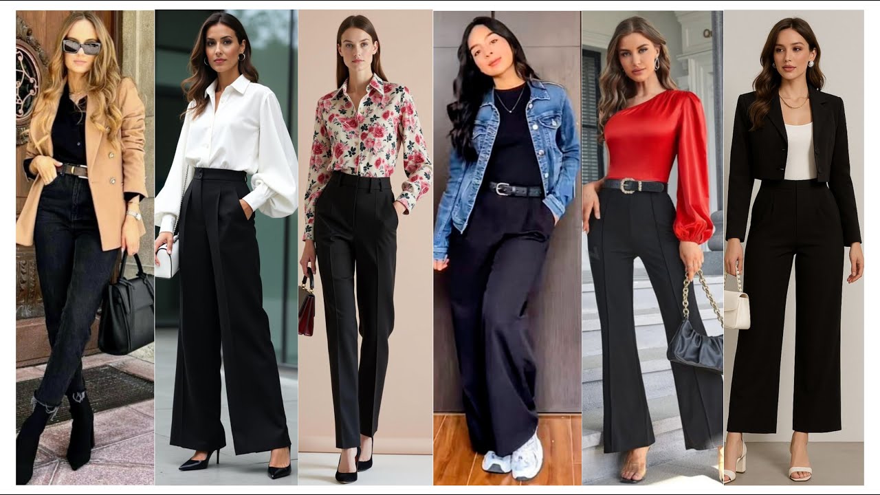 ESPECTACULARES OUTFITS CON PANTALONES NEGROS 🖤🤩 Luce moderna y sofisticada en cualquier ocasión