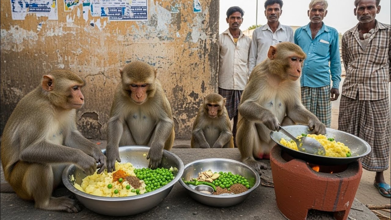 Real Indian Monkeys Make Singara From Scratch 😱 | Running a Street Food Shop | Full Documentary