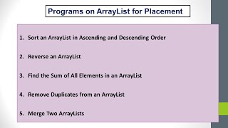 ArrayList Exercise for Placement Wealth