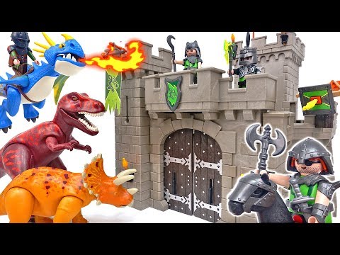 PLAYMOBIL Wolf Knights&amp;#39; <strong>Castle</strong>~! Defend Our <strong>Castle</strong> from Dinosaurs &amp;<strong>amp</strong>; Dragons #ToyMartTV