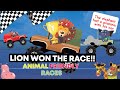 High competition between lions and giraffes | Animal Friendly Races