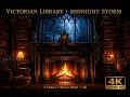 Rainy Library Fireplace | 3 Hours of Thunderstorm ASMR