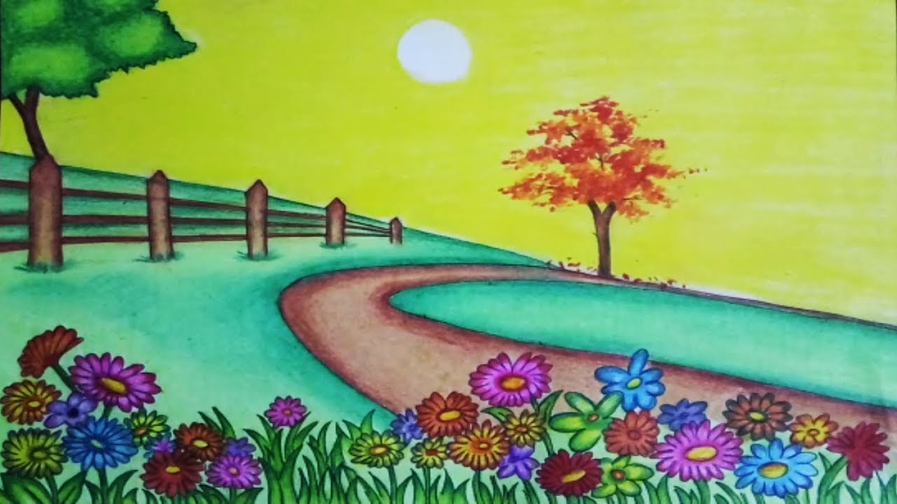 Flower Garden Drawing For Class 4 – Garden Design