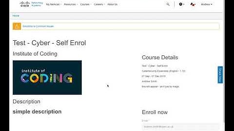 Creating a Self Enrol course page on NetAcad