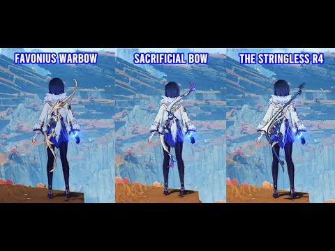 Yelan - Favonius Warbow vs Sacrificial Bow vs The Stringless - Weapon ...
