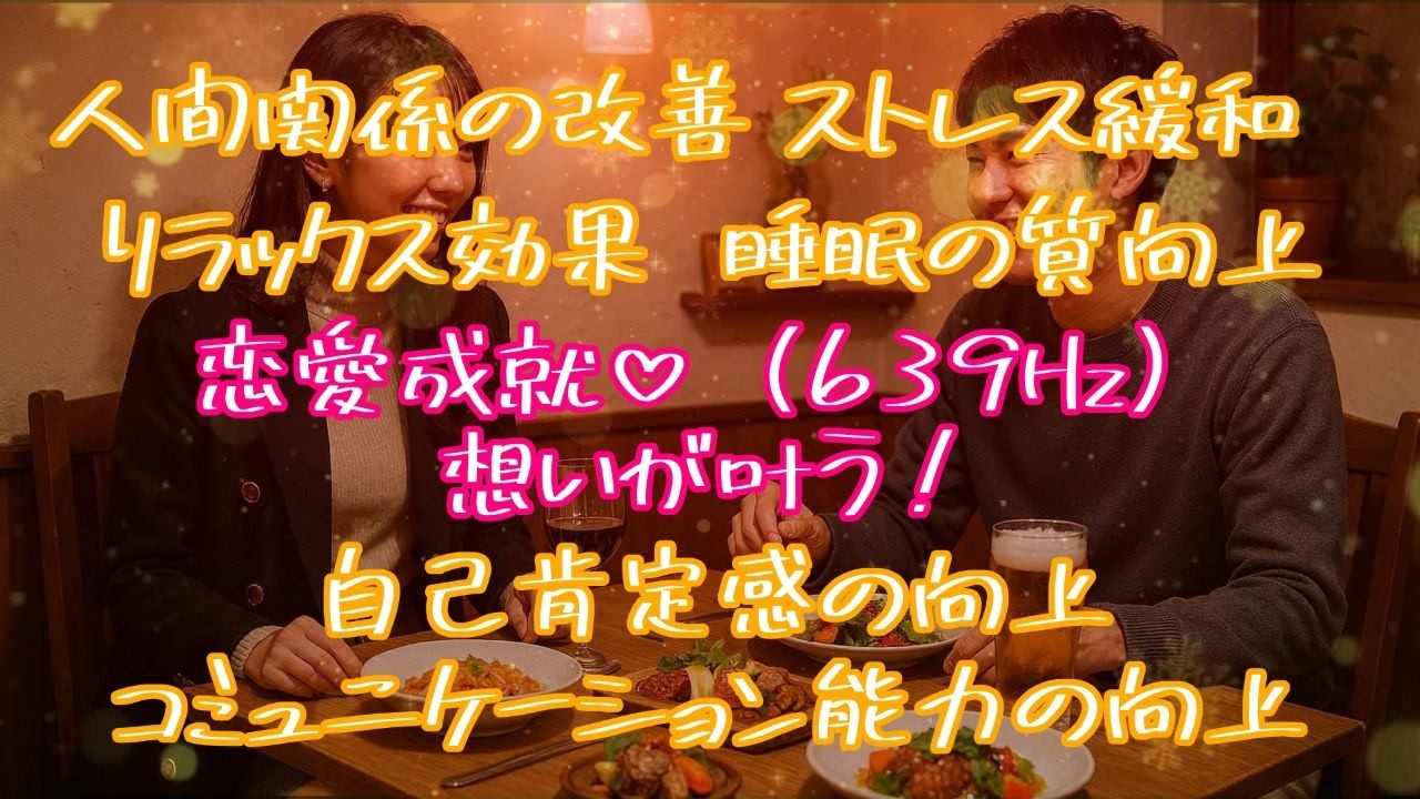 想いが叶う！【恋愛成就639Hz/Healing Music】この動画を視聴することで、元気が出て、笑顔になり、あなた様本来の輝きを取り戻し、想いが叶うことを願っています