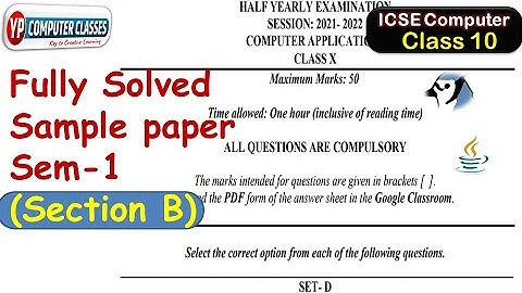MCQ Based Sample Paper 1 Programming Section B solution for Semester 1 ICSE class 10th