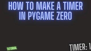 Celebrity How to make a timer that is counting seconds | pygame zero Profile