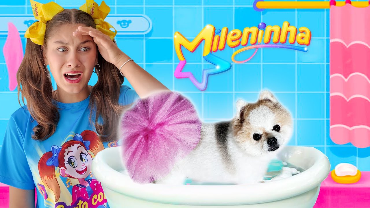 MILENINHA Pintando a Cachorrinha BELINHA com Legumes Saudáveis e Coloridos COR DE ROSA