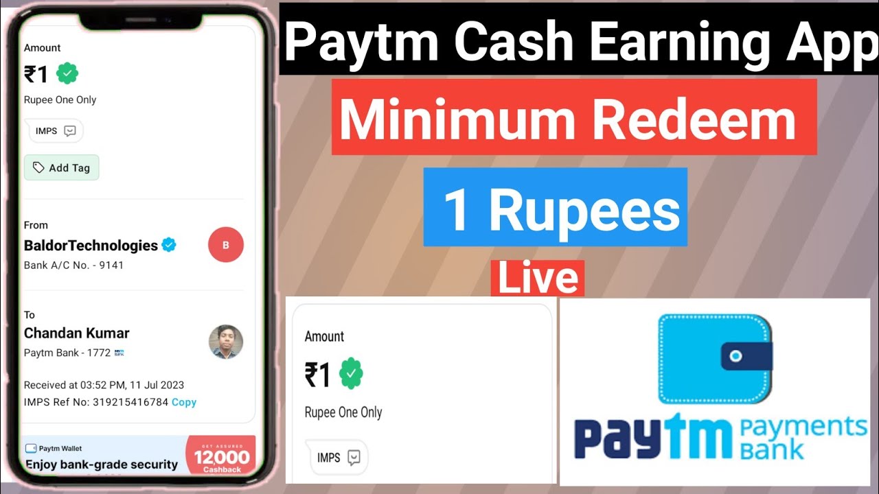 Minimum redeem 1 rupees paytm cash, Sign up and redeem app | Paytm ...