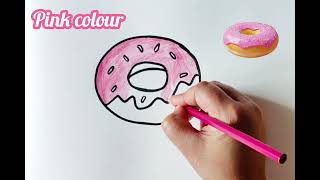 Doughnut drawing|How to draw & colour Donuts drawing|Easy step by step Doughnut drawing for kids