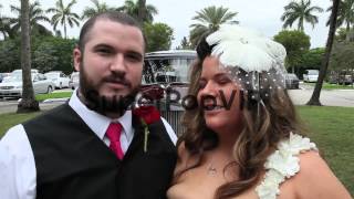 Newlywed couple discuss Valentine's Day wedding.  Couples...