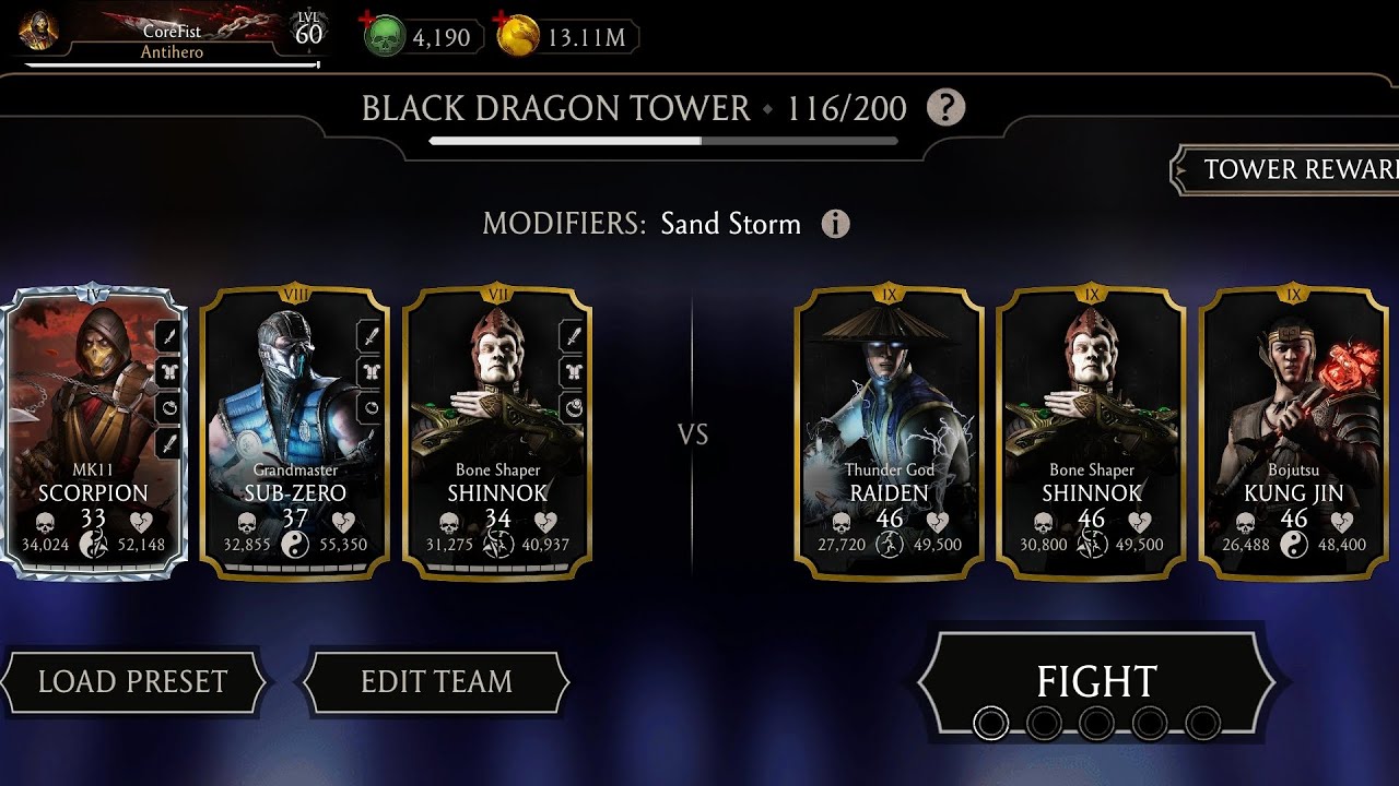 Mortal Kombat Mobile Black Dragon Tower 116 - 120 Gameplay 🔥🔥 MK Mobile 🔥🔥