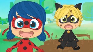 CINCO BEBÉS con Miraculous Ladybug 🐞 Ladybug Cat Noir Antibug Plagg y Tikki | Canciones para niños chords