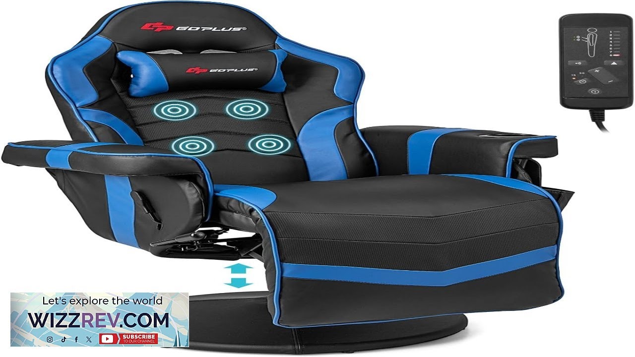 Goplus Gaming Chair Height Adjustable Massage Video Game Chair with Retractable Footrest