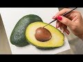 Still life of Avocado - Acrylic painting / Homemade Illustration (4k)