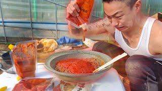 Songju bulnaengmyeon was a piece of cake! Not spicy at all! (Added all the sauce🤣)