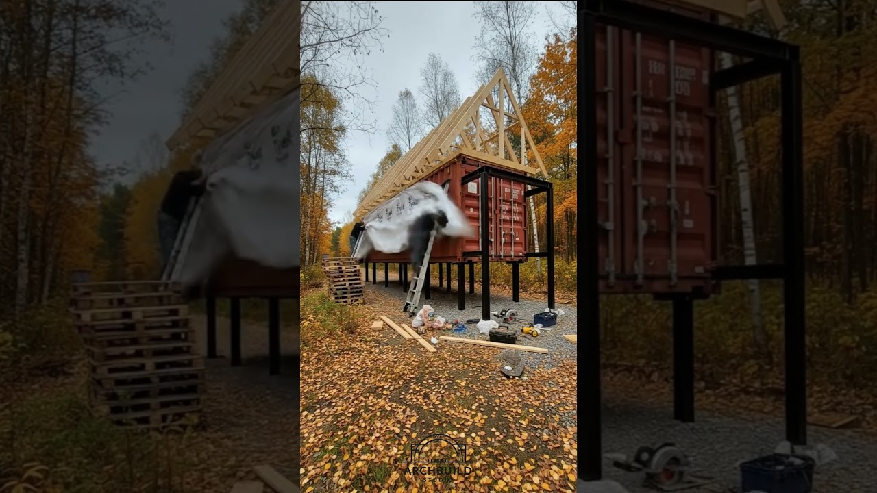 Building a Black Container Cabin Start to Finish Timelapse 🛠️| ArchBuild Studio 
