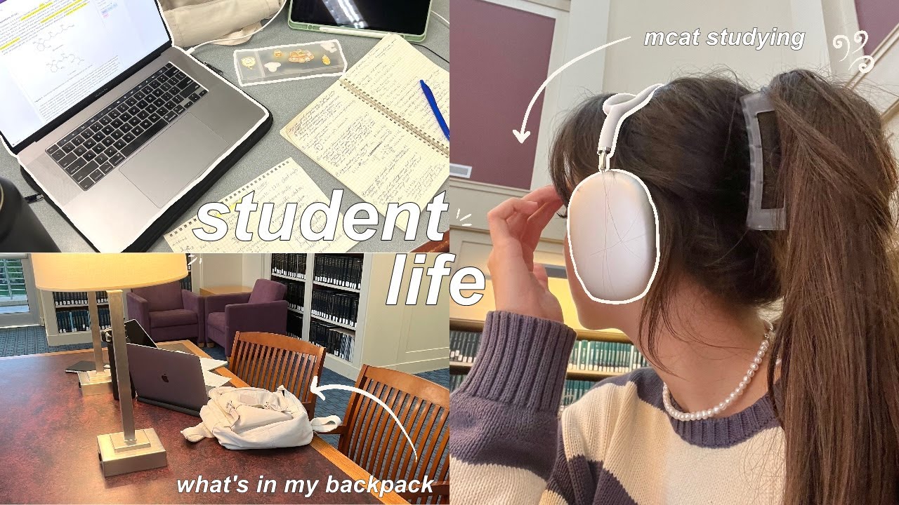 student life ˑ༄ؘ ۪۪۫۫ | a productive study vlog | + what's in my backpack