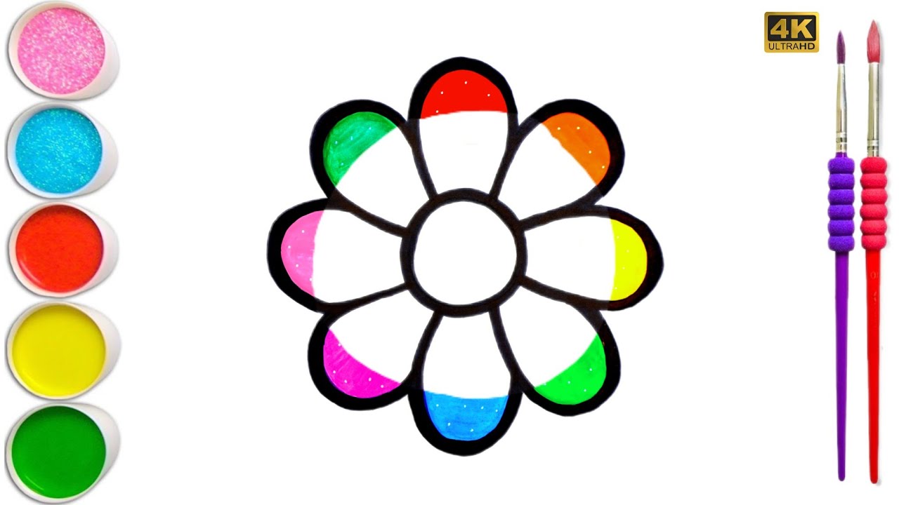 How to draw beautiful rainbow flower for kids | Easy step by step ...