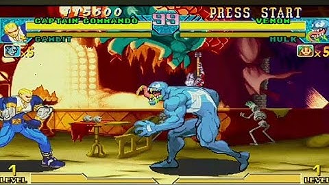 Captain Commando + Gambit vs Venom + Hulk #arcade #gaming #retro #marvelvscapcom #superhero #marvel
