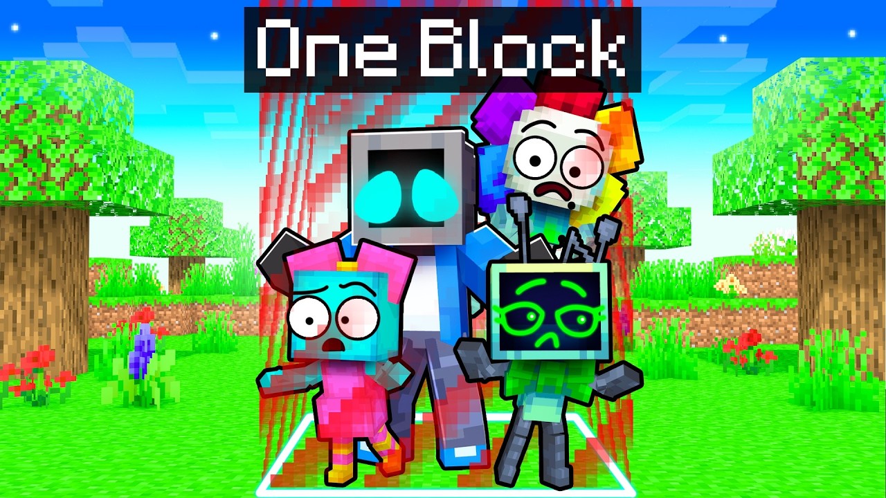 Locked on ONE BLOCK with DANDY WORLD in Minecraft!