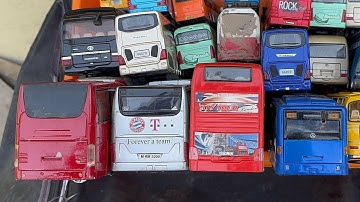 Lets pick box with realistic diecast model bus collection,mercedese,toyota,Review koleski bus mobil