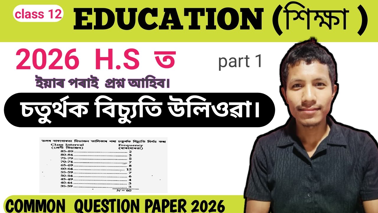 COMMON.Q :2026 (h.s)চতুৰ্থক বিচ্যুতি কেনেদৰে নিৰ্ণয় কৰে ? ll Calculation of Quartile deviation 