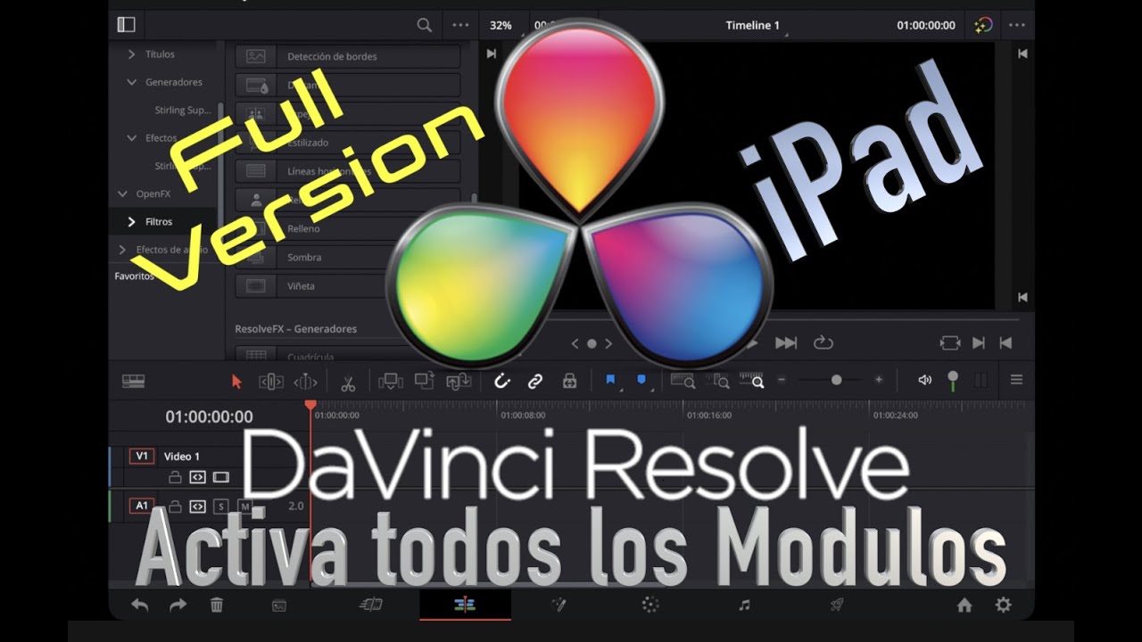 Como activar todos los Modulos en Davinci Resolve para iPad - Edicion ...