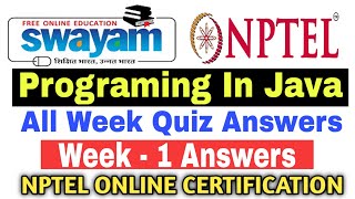 Programing in Java week- 1 Quiz Answers | Swayam | NPTEL Free Quiz  Answers