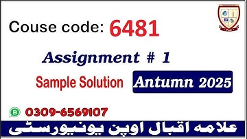 Aiou 6481 assignment 1 Autumn 2025 solutions @picksPK