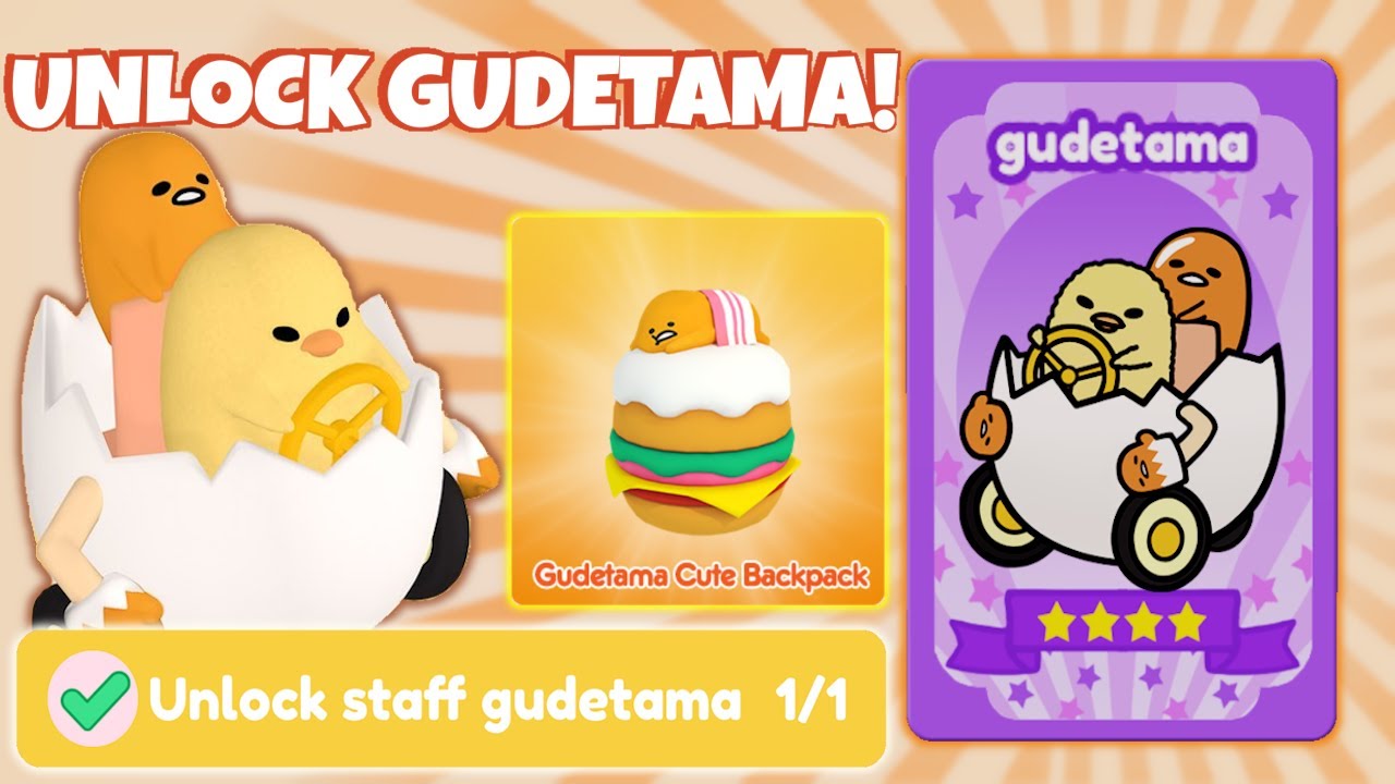 gudetama backpack hello kitty cafe How to Unlock Gudetama Staff Card! | Gudetama Cute Backpack | Roblox My  Hello Kitty Cafe
