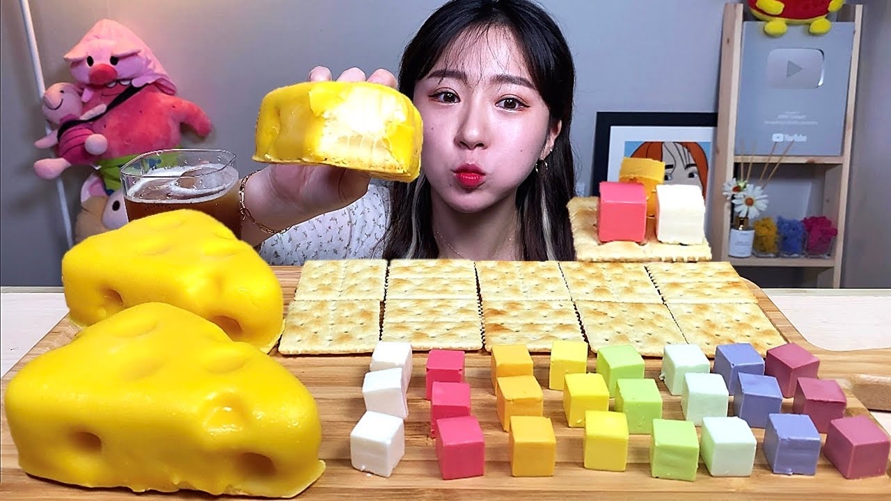 레인보우 큐브치즈 톰과제리 치즈케이크 치즈 먹방 Dessert Mukbang