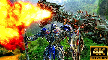 Transformers Age of Extinction | Optimus Prime vs Grimlock - Dinobots Join The Fight Scene 4K