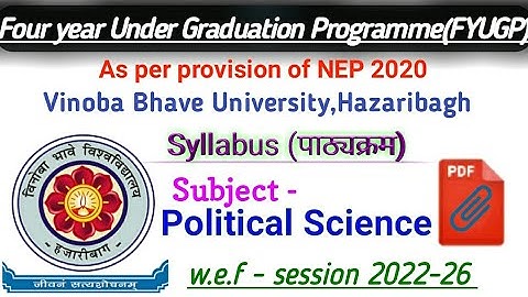 FYUGP Sem 1 Political science Syllabus VBU under #FYUGP