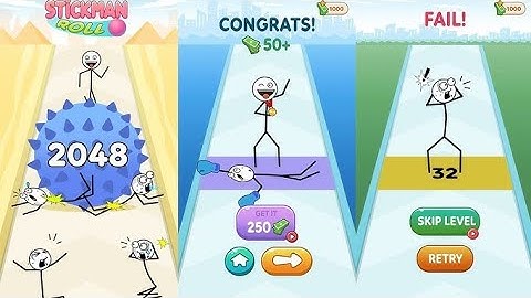 Satisfying Mobile Gaming Stickman Roll Top Free Tiktok Gameplay Walkthrough Level (3-5)