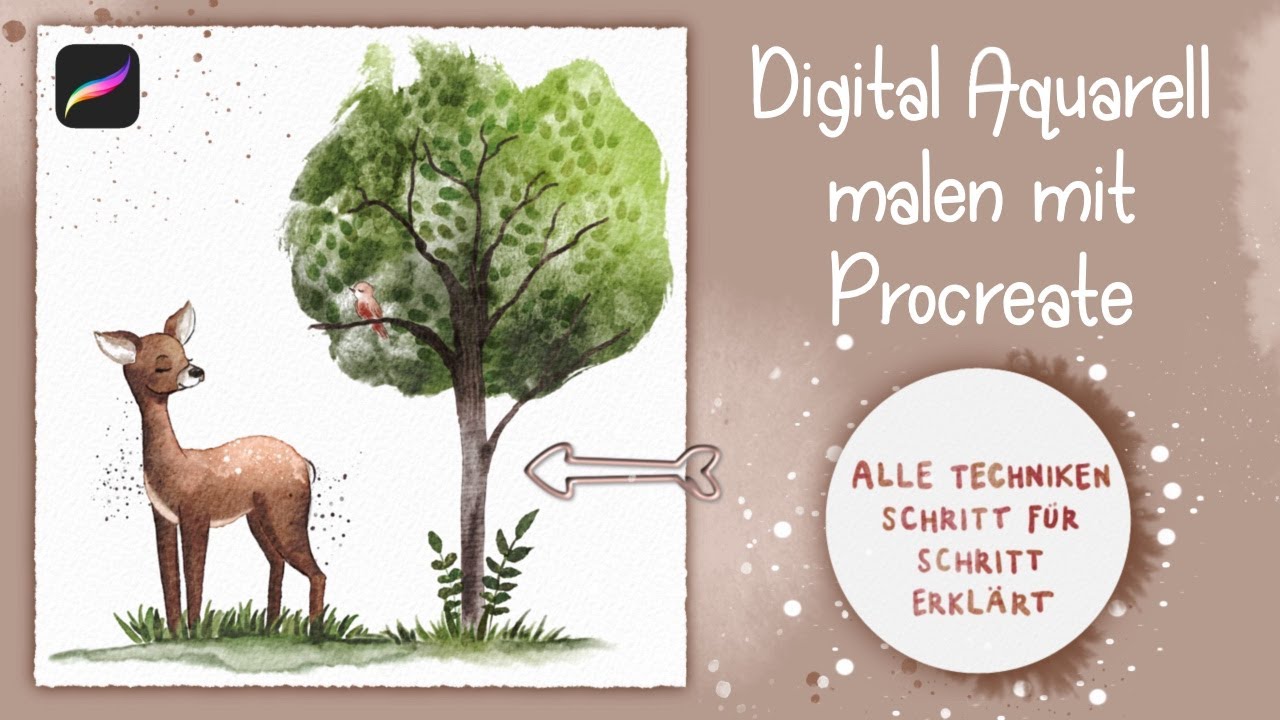 Aqualove Tutorial - digital Aquarell malen mit Procreate - - YouTube