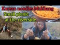 Korean noodles Mukbang | Small picnic at the riverside with @Achovlogss