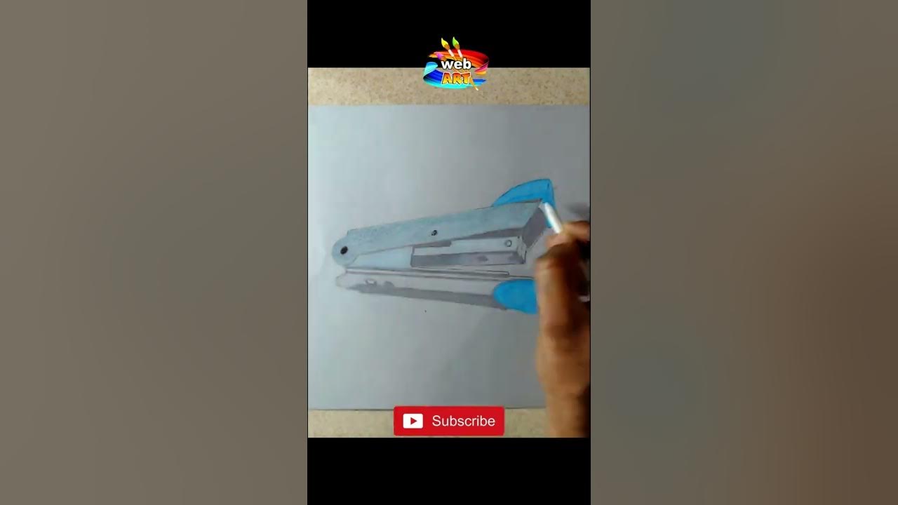 How to draw a Stapler Machine easy and step by step, YouTube