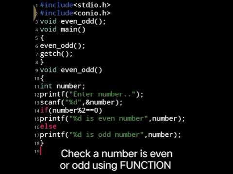Check a number is even or odd using Function|Functions|Even number# ...