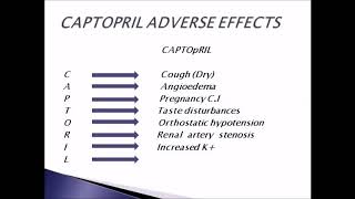 CAPTOPRIL adverse effects- PHARMACOLOGY SKY MEDICAL MNEMONICS
