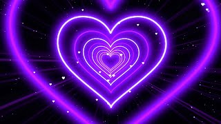 Neon Lights Love Heart Tunnel💜Purple Heart Background | Neon Heart Tunnel Loop 8 Hours