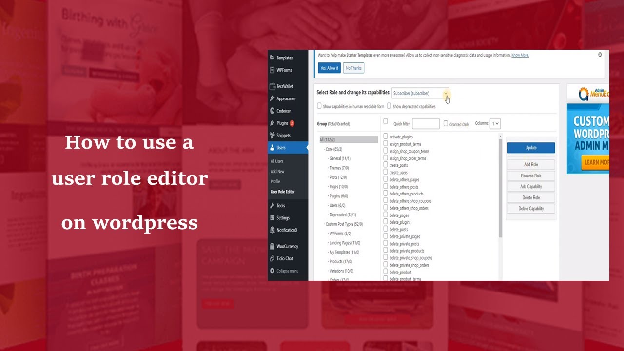 How to use a user role editor on a WordPress website | Tamil - YouTube